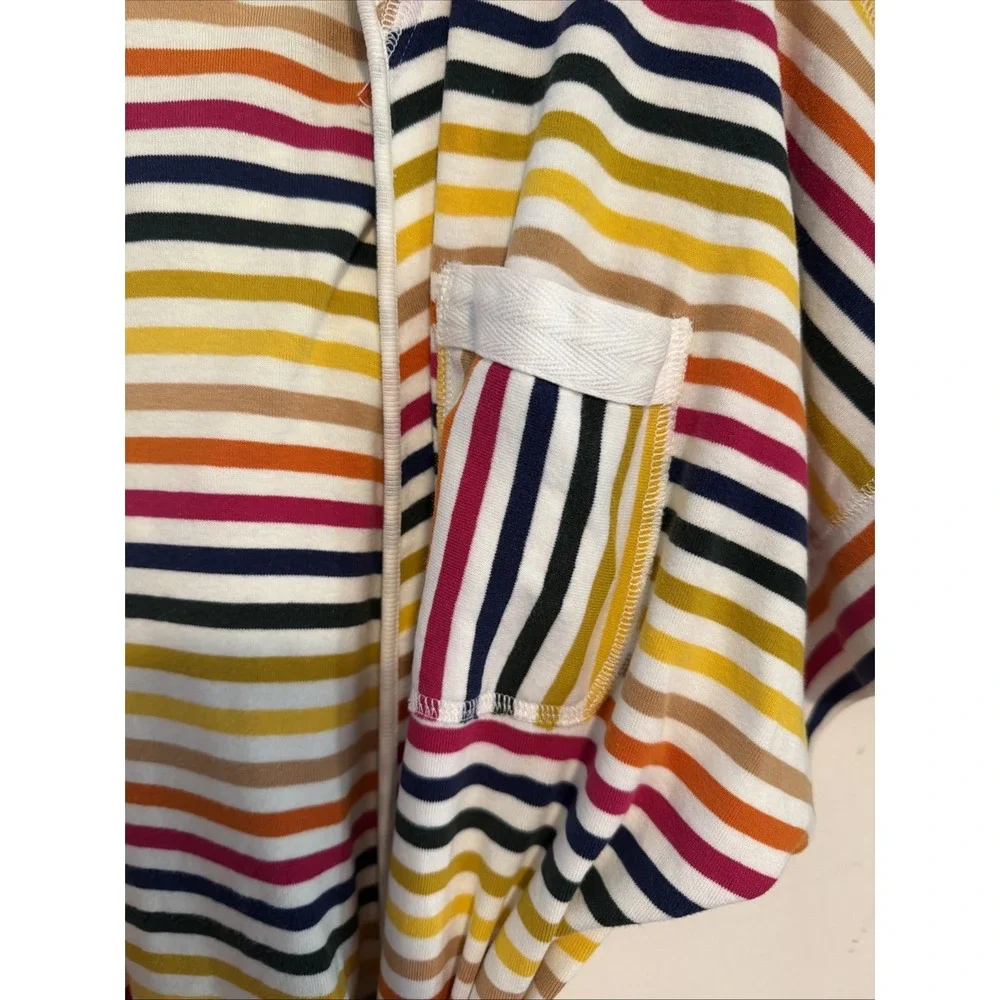 Anthropologie Lilka Rainbow Striped Hooded Robe with Tie Size S/M